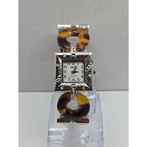 Fugatti Quartz Square Rhinestone Tortoise Bracelet Watch Japan New Battery Women